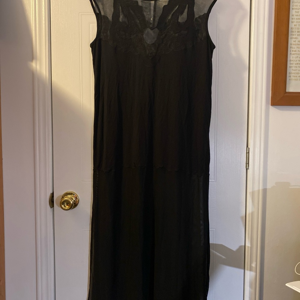 Bebe Women’s Dress Black Embroidered Maxi Tunic Medium NWT